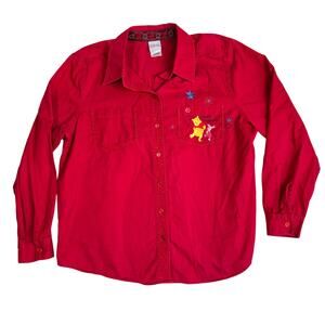 Vintage Y2K Disney Winnie The Pooh Shirt Womens Large Red Embroidered Piglet